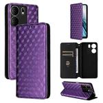 For BLU View 5 Cubic Grid Texture Flip Leather Phone Case(Purple)
