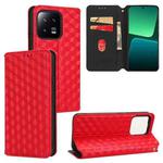 For Xiaomi 13 Cubic Grid Texture Flip Leather Phone Case(Red)