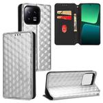 For Xiaomi 13 Cubic Grid Texture Flip Leather Phone Case(Silver)