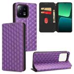 For Xiaomi 13 Cubic Grid Texture Flip Leather Phone Case(Purple)
