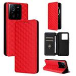 For Xiaomi 13T 5G / 13T Pro 5G Cubic Grid Texture Flip Leather Phone Case(Red)