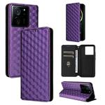 For Xiaomi 13T 5G / 13T Pro 5G Cubic Grid Texture Flip Leather Phone Case(Purple)