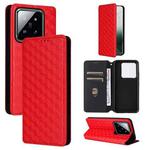 For Xiaomi 14 Pro Cubic Grid Texture Flip Leather Phone Case(Red)