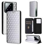 For Xiaomi 14 Pro Cubic Grid Texture Flip Leather Phone Case(Silver)