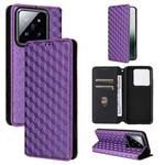 For Xiaomi 14 Pro Cubic Grid Texture Flip Leather Phone Case(Purple)