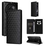 For Xiaomi 14 Ultra Cubic Grid Texture Flip Leather Phone Case(Black)