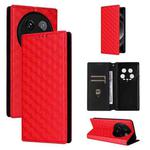For Xiaomi 14 Ultra Cubic Grid Texture Flip Leather Phone Case(Red)