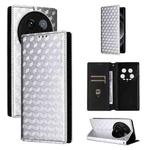 For Xiaomi 14 Ultra Cubic Grid Texture Flip Leather Phone Case(Silver)