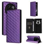 For Xiaomi 14 Ultra Cubic Grid Texture Flip Leather Phone Case(Purple)