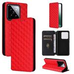 For Xiaomi 14 Cubic Grid Texture Flip Leather Phone Case(Red)
