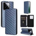 For Xiaomi 14 Cubic Grid Texture Flip Leather Phone Case(Blue)