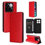 For Xiaomi 14T Pro Cubic Grid Texture Flip Leather Phone Case(Red)