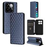 For Xiaomi 14T Pro Cubic Grid Texture Flip Leather Phone Case(Blue)