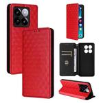 For Xiaomi 14T Cubic Grid Texture Flip Leather Phone Case(Red)