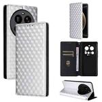 For Xiaomi 15 Ultra Cubic Grid Texture Flip Leather Phone Case(Silver)