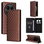 For Xiaomi 15 Ultra Cubic Grid Texture Flip Leather Phone Case(Brown)