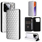 For Xiaomi 15 Cubic Grid Texture Flip Leather Phone Case(Silver)