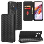 For Xiaomi Poco C55 / Redmi 12C Cubic Grid Texture Flip Leather Phone Case(Black)