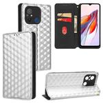 For Xiaomi Poco C55 / Redmi 12C Cubic Grid Texture Flip Leather Phone Case(Silver)