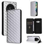 For Xiaomi Poco C61 / Redmi A3 Cubic Grid Texture Flip Leather Phone Case(Silver)