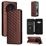 For Xiaomi Poco C61 / Redmi A3 Cubic Grid Texture Flip Leather Phone Case(Brown)