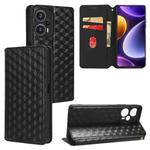 For Xiaomi Poco F5 5G / Redmi Note 12 Turbo 5G Cubic Grid Texture Flip Leather Phone Case(Black)