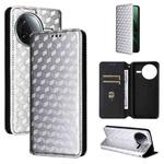 For Xiaomi Poco F7 Pro / F7 Ultra Cubic Grid Texture Flip Leather Phone Case(Silver)