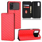 For Xiaomi Poco M4 Pro 4G Cubic Grid Texture Flip Leather Phone Case(Red)