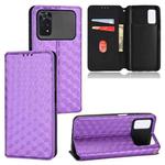 For Xiaomi Poco M4 Pro 4G Cubic Grid Texture Flip Leather Phone Case(Purple)