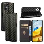 For Xiaomi Poco M5 4G Cubic Grid Texture Flip Leather Phone Case(Black)