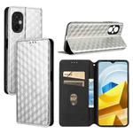 For Xiaomi Poco M5 4G Cubic Grid Texture Flip Leather Phone Case(Silver)