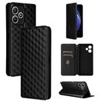 For Xiaomi Poco M6 Pro 5G / Redmi 12 5G Cubic Grid Texture Flip Leather Phone Case(Black)