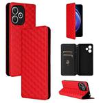 For Xiaomi Poco M6 Pro 5G / Redmi 12 5G Cubic Grid Texture Flip Leather Phone Case(Red)