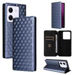 For Xiaomi Poco M7 Pro 5G Cubic Grid Texture Flip Leather Phone Case(Blue)