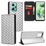 For Xiaomi Poco X5 5G Cubic Grid Texture Flip Leather Phone Case(Silver)