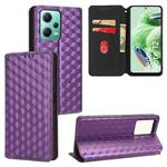 For Xiaomi Poco X5 5G Cubic Grid Texture Flip Leather Phone Case(Purple)