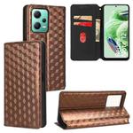 For Xiaomi Poco X5 5G Cubic Grid Texture Flip Leather Phone Case(Brown)