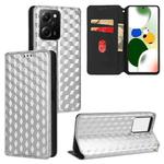 For Xiaomi Poco X5 Pro 5G Cubic Grid Texture Flip Leather Phone Case(Silver)