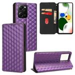 For Xiaomi Poco X5 Pro 5G Cubic Grid Texture Flip Leather Phone Case(Purple)