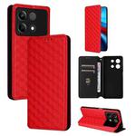 For Xiaomi Poco X6 Neo 5G Cubic Grid Texture Flip Leather Phone Case(Red)