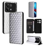 For Xiaomi Poco X6 Neo 5G Cubic Grid Texture Flip Leather Phone Case(Silver)