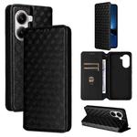 For Xiaomi Poco X7 Pro 5G / Redmi Turbo 4 5G Cubic Grid Texture Flip Leather Phone Case(Black)
