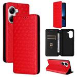 For Xiaomi Poco X7 Pro 5G / Redmi Turbo 4 5G Cubic Grid Texture Flip Leather Phone Case(Red)