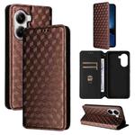 For Xiaomi Poco X7 Pro 5G / Redmi Turbo 4 5G Cubic Grid Texture Flip Leather Phone Case(Brown)