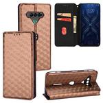 For Xiaomi Black Shark 4 Cubic Grid Texture Flip Leather Phone Case(Brown)
