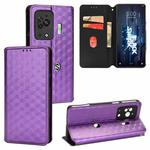 For Xiaomi Black Shark 5 Pro Cubic Grid Texture Flip Leather Phone Case(Purple)