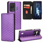 For Xiaomi Black Shark 5 Cubic Grid Texture Flip Leather Phone Case(Purple)