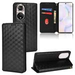 For Honor 50 Cubic Grid Texture Flip Leather Phone Case(Black)