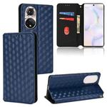 For Honor 50 Cubic Grid Texture Flip Leather Phone Case(Blue)