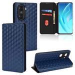 For Honor 60 Pro Cubic Grid Texture Flip Leather Phone Case(Blue)